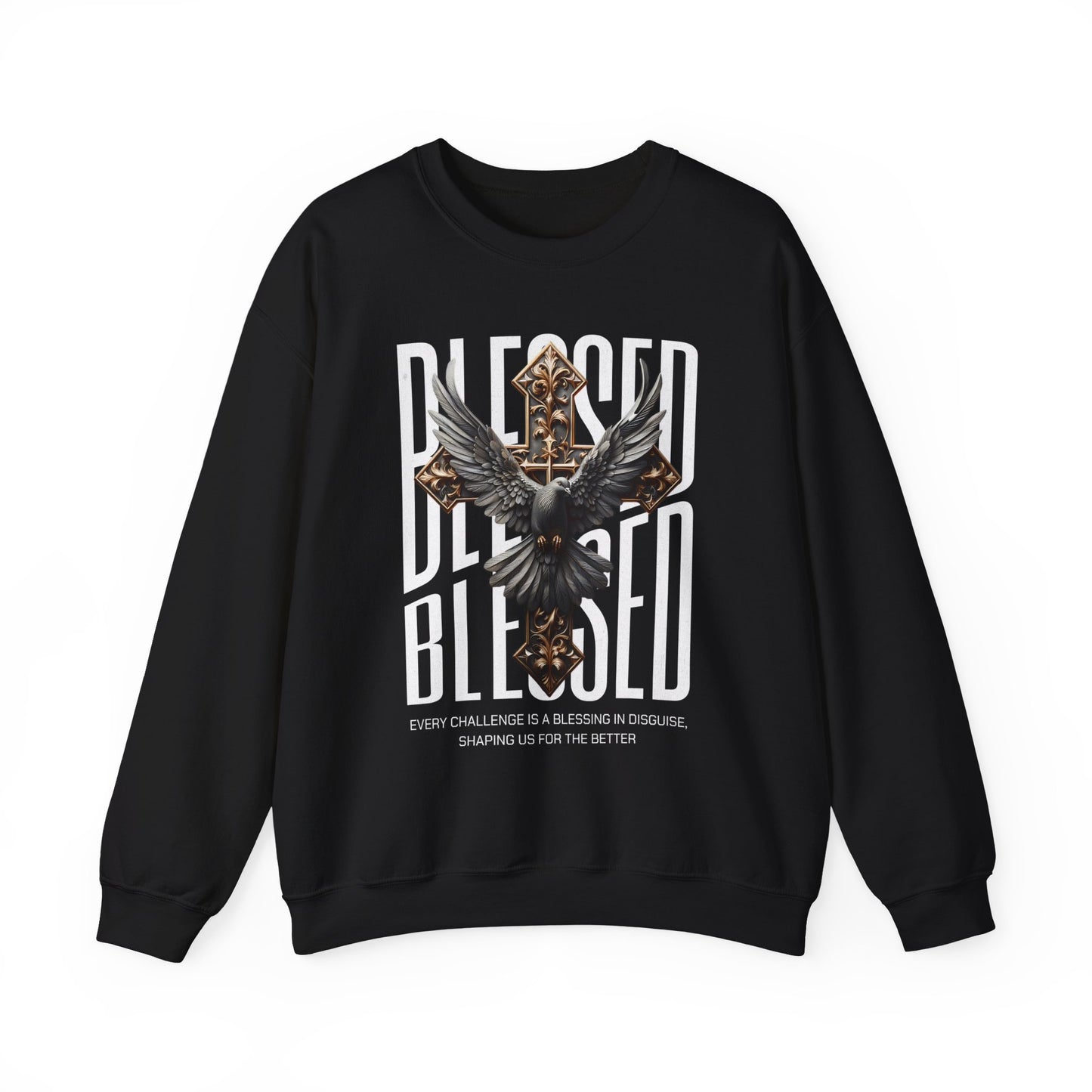 Blessed Cross With Eagle Crewneck Sweatshirt