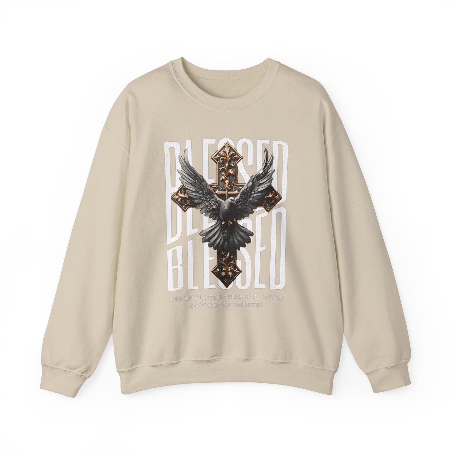 Blessed Cross With Eagle Crewneck Sweatshirt