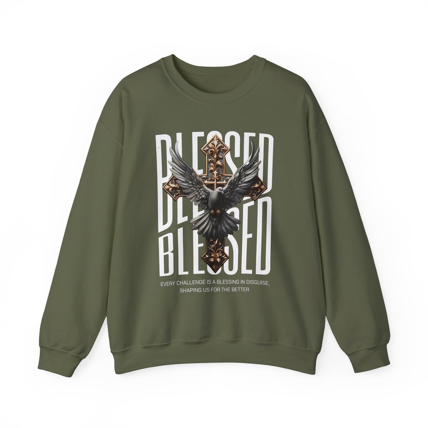 Blessed Cross With Eagle Crewneck Sweatshirt