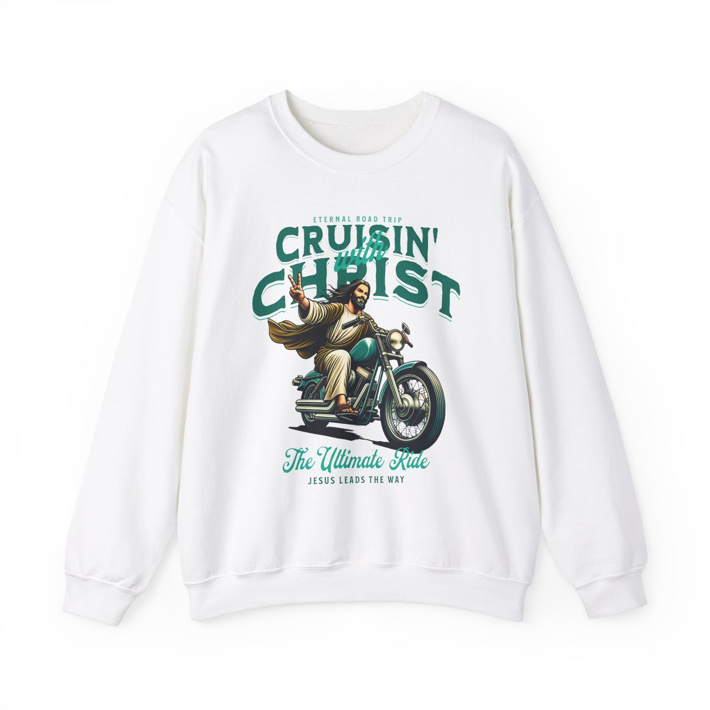 Cruisin' with Christ Sweatshirt - Unisex Heavy Blend Crewneck, Ultimate Ride Design