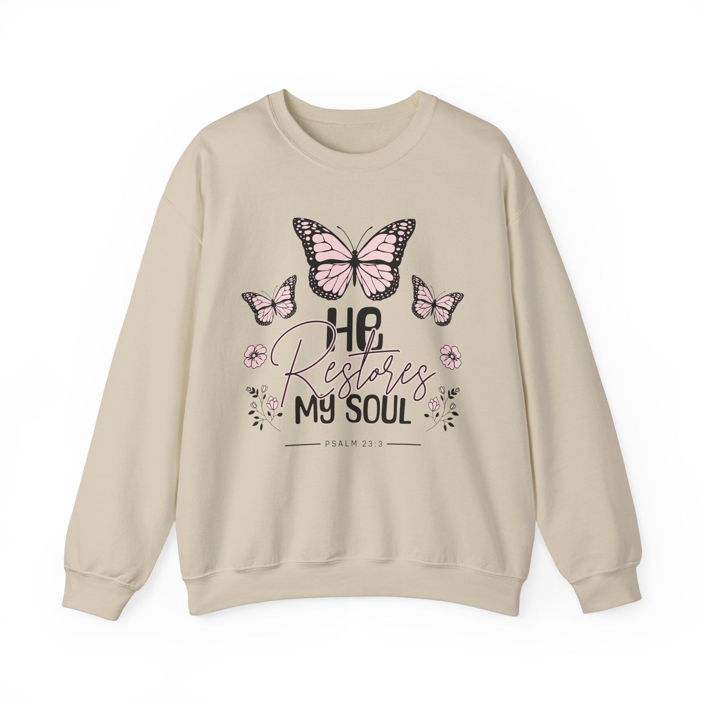 He Restores My Soul Butterfly Crewneck Sweatshirt