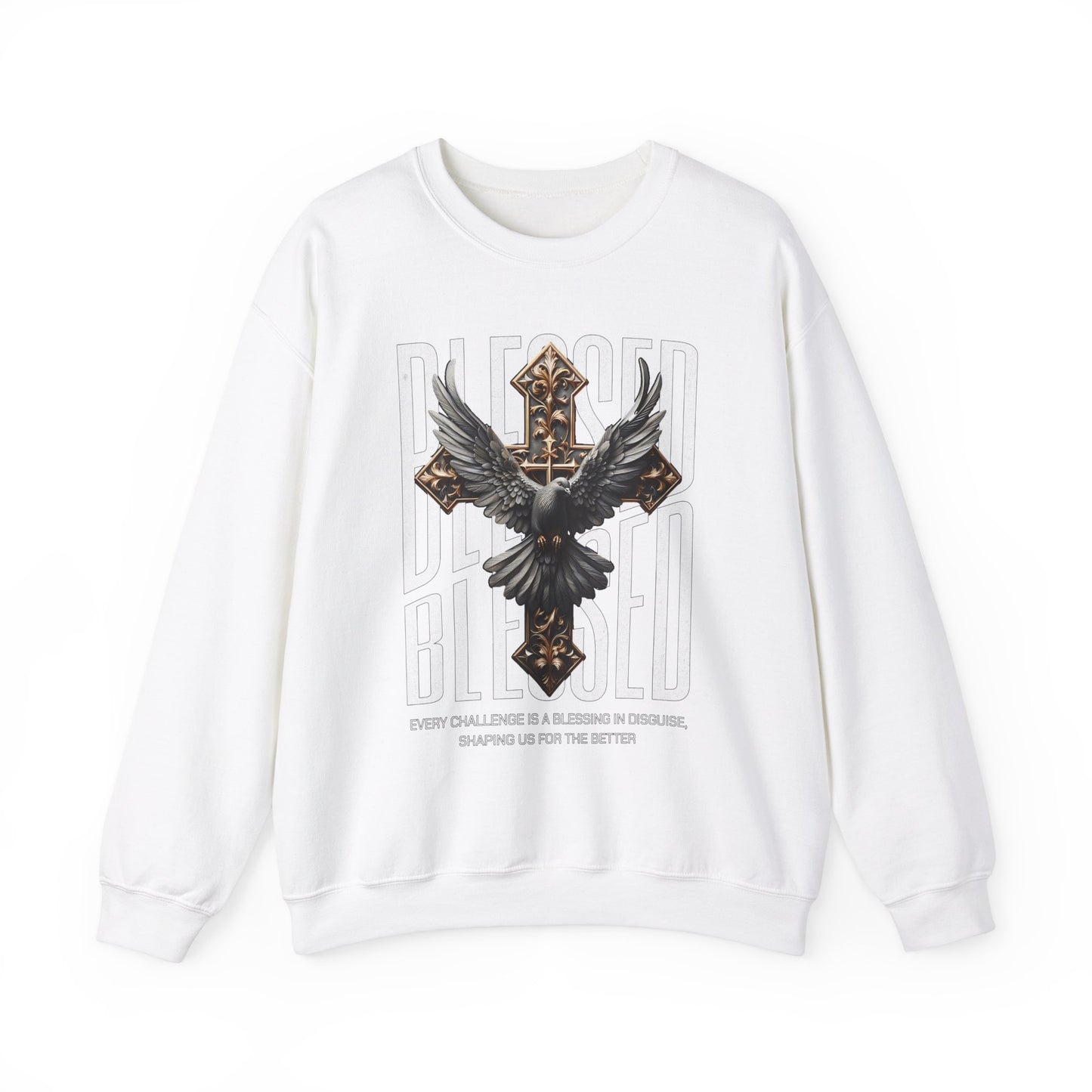 Inspirational Biblical Crewneck Sweatshirt - 'Blessed' with Eagle Design