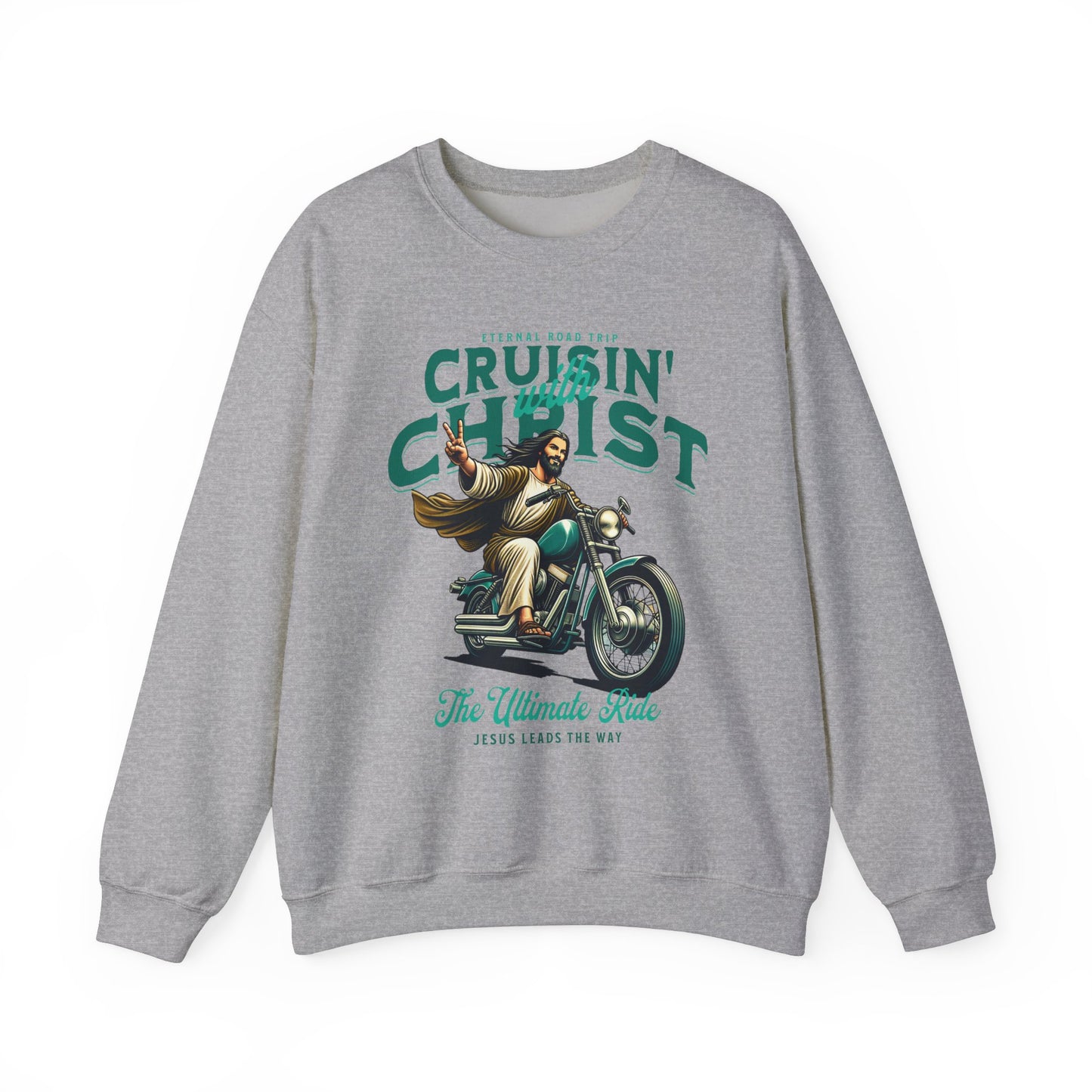 Cruisin' with Christ Sweatshirt - Unisex Heavy Blend Crewneck, Ultimate Ride Design