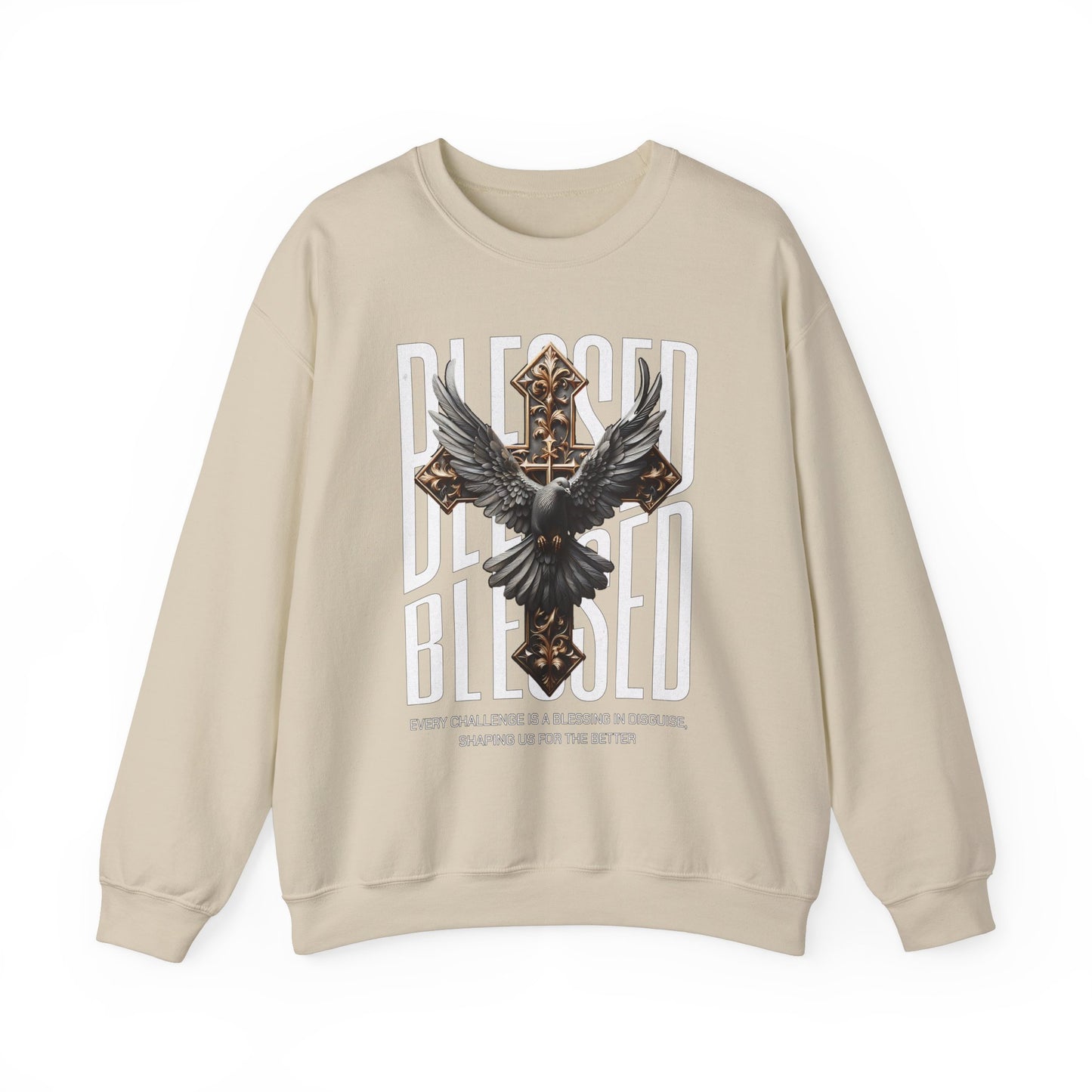 Inspirational Biblical Crewneck Sweatshirt - 'Blessed' with Eagle Design